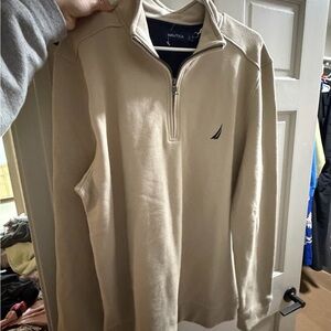Nautica Men's Beige Quarter-Zip Pullover
